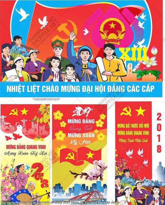 file vector phong san khau tranh co dong chao mung dai hoi dang cac cap